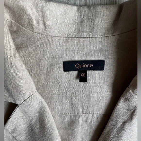 Quince 100% European Linen Short Sleeve Khaki Driftwood Tan Button Down Shirt XS - Picture 5 of 14